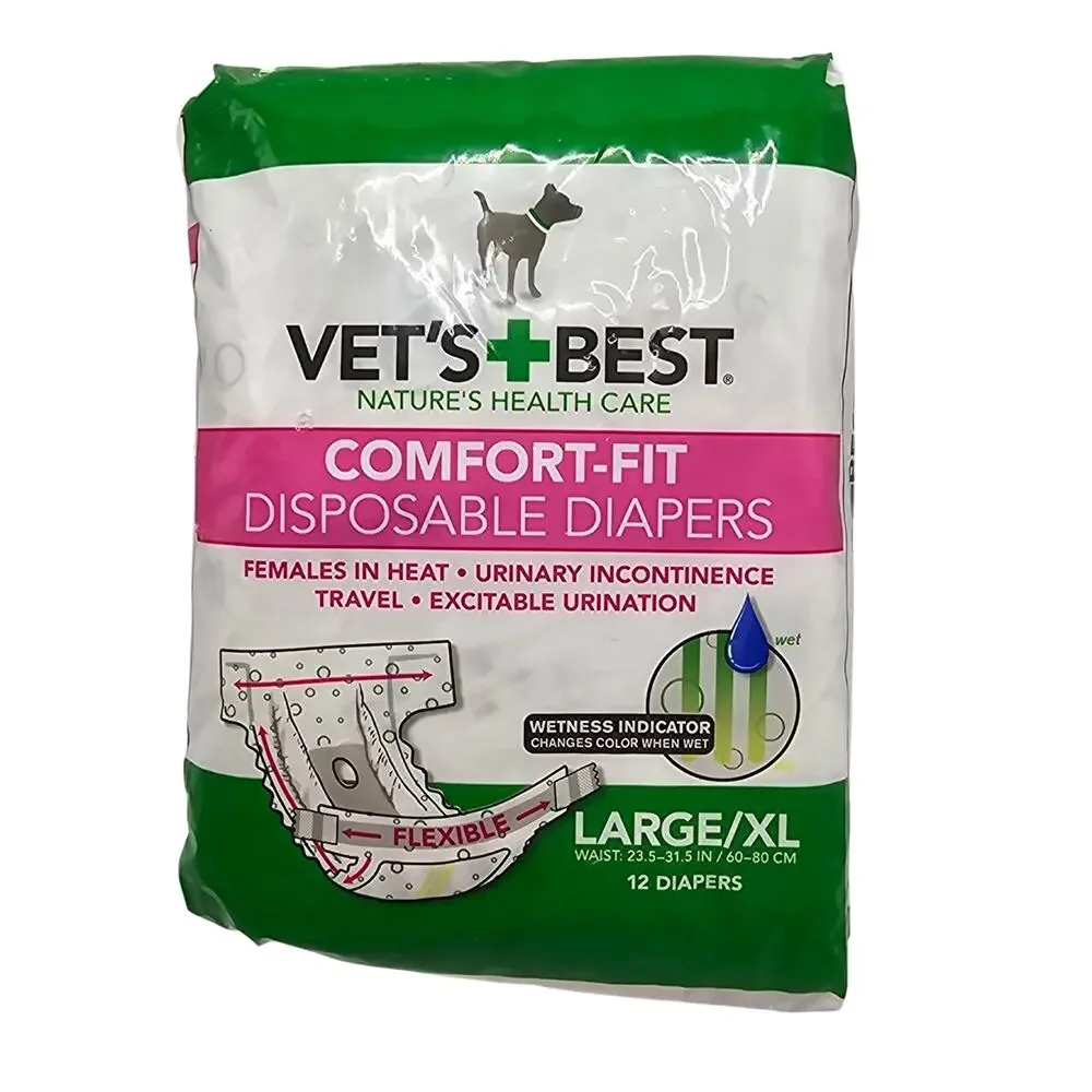 Vet's Best Comfort Fit Disposable Diapers 12 Count Large/XL